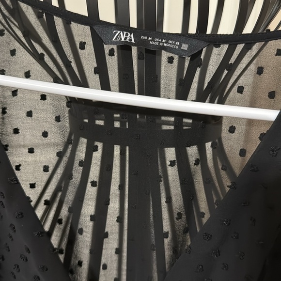 Zara Black Mock Wrap Skort with Bishop Sleeves - Picture 4 of 7